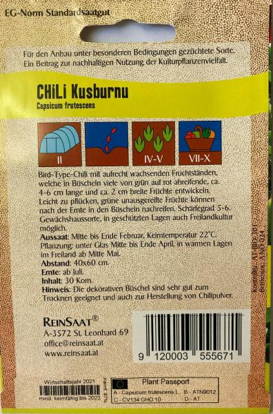 Chili Kusburnu - ReinSaat Saatgut - Demeter aus biologischem Anbau